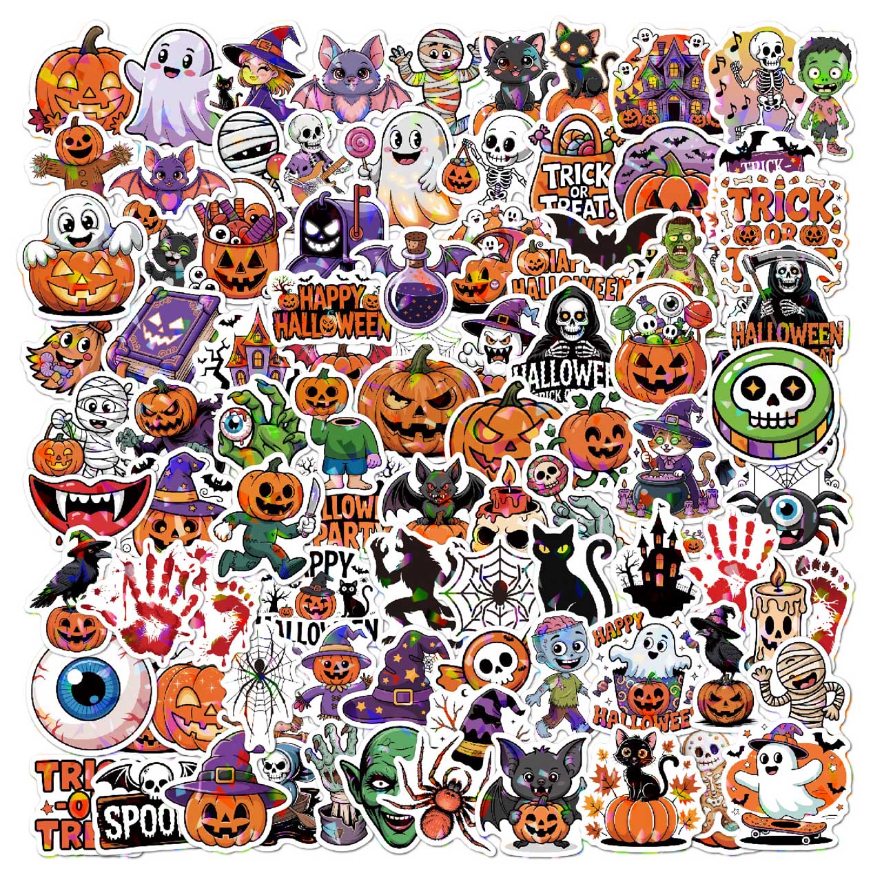 100PCs Glitter Halloween Stickers