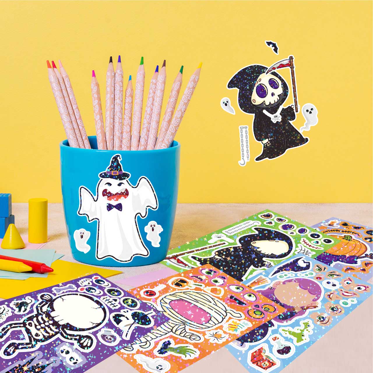 8PCs Halloween DIY Glitter Sticker Sheets